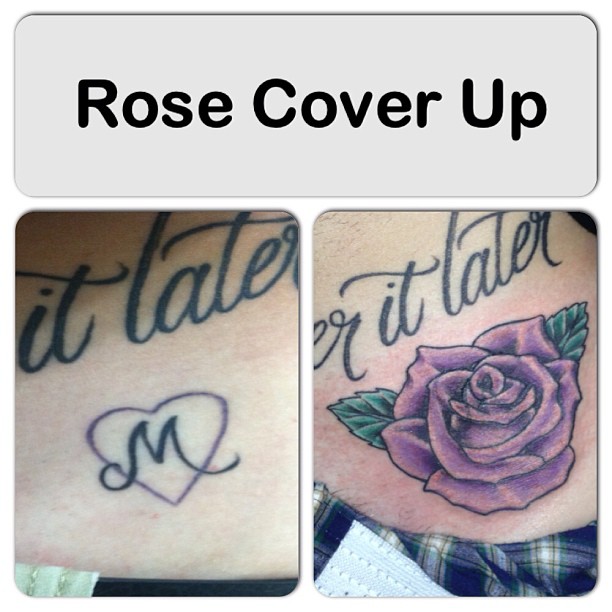 Rose coverup heart & initial  