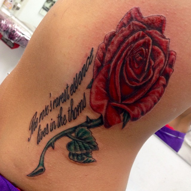 Side rose with quote