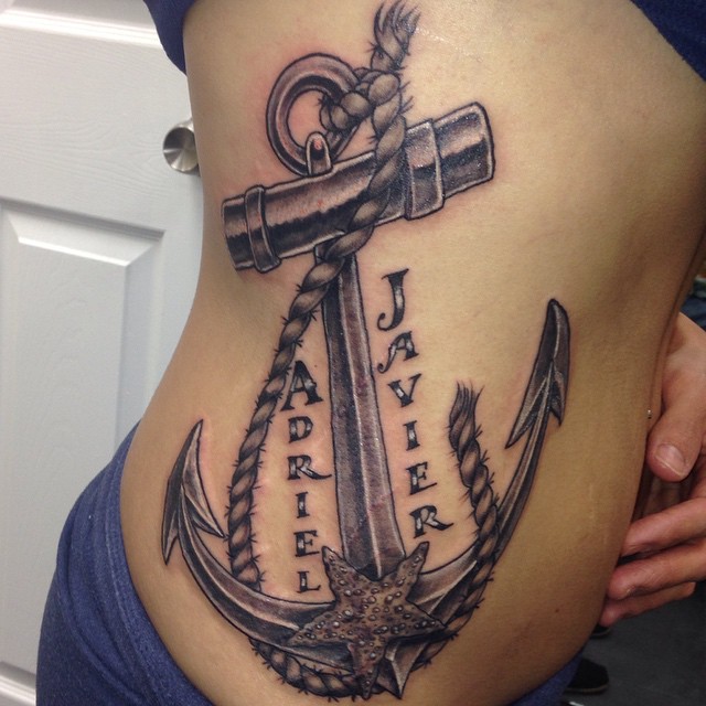 Anchor with kids names on ribs