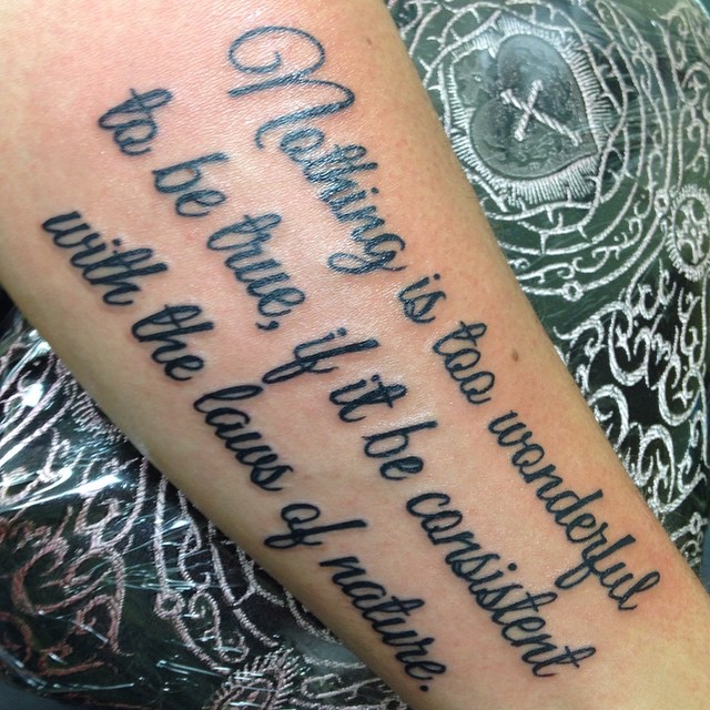 Lettering on forearm