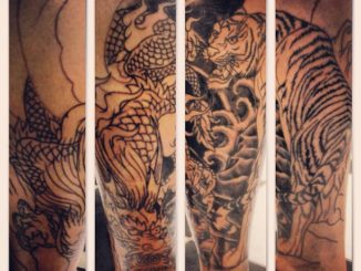 First session on Japanese tiger/dragon lower leg