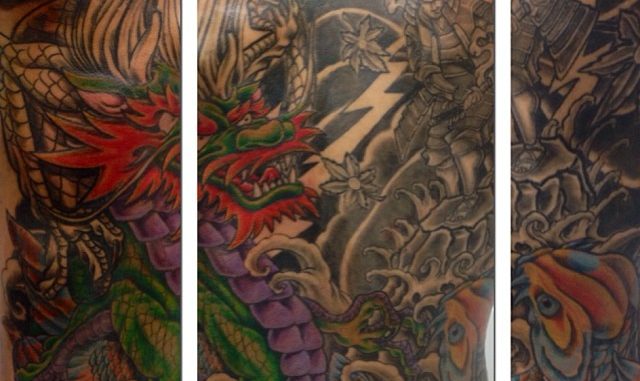 Progress on Dragon/Koi backpiece