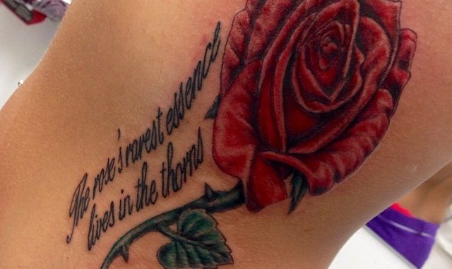 Side rose with quote