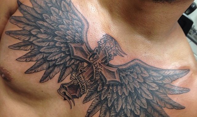 Winged cross in one sitting