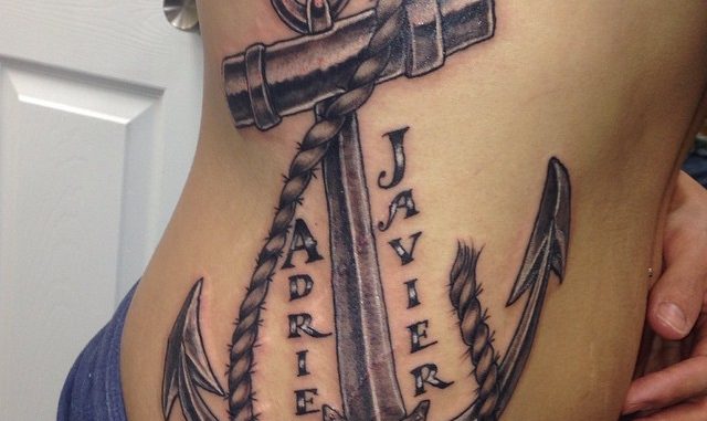 Anchor with kids names on ribs