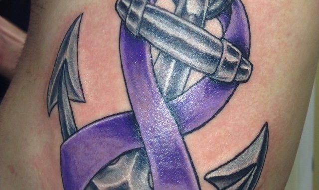 Anchor with Pancreatic Cancer Awareness Ribbon