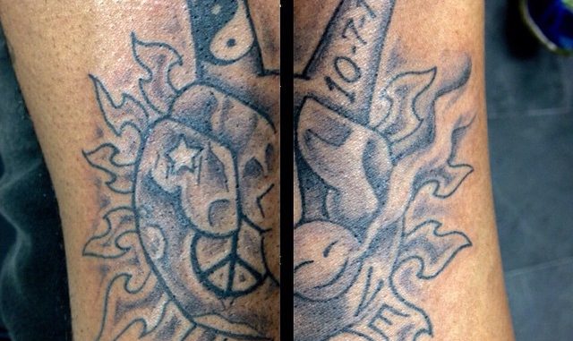Interlocking couple's tattoos