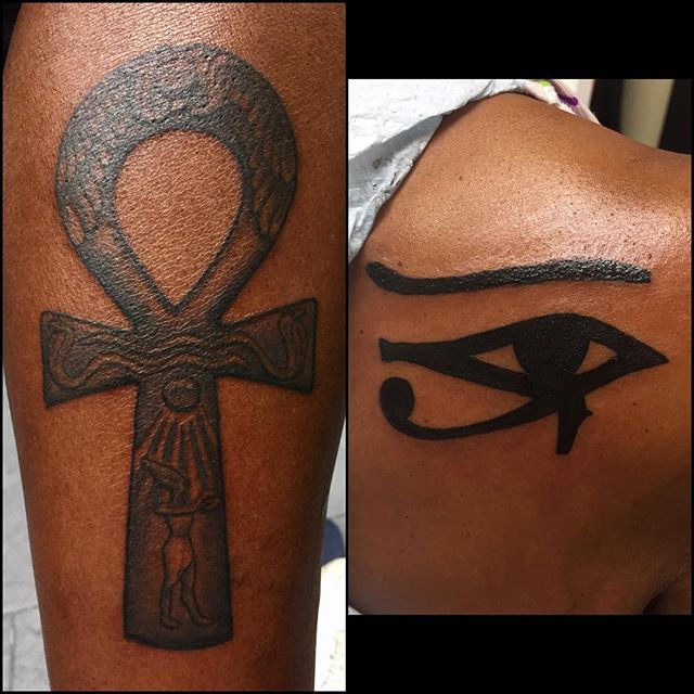 Couples Egyptian tattoos of Ankh and Udjat (Eye of Horus) #Egyptian # ...